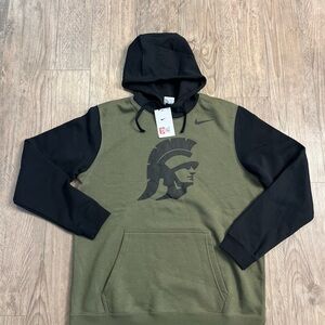 NWT Nike Michigan State Colorblock Club Fleece Hoody Green Black Mens Size L